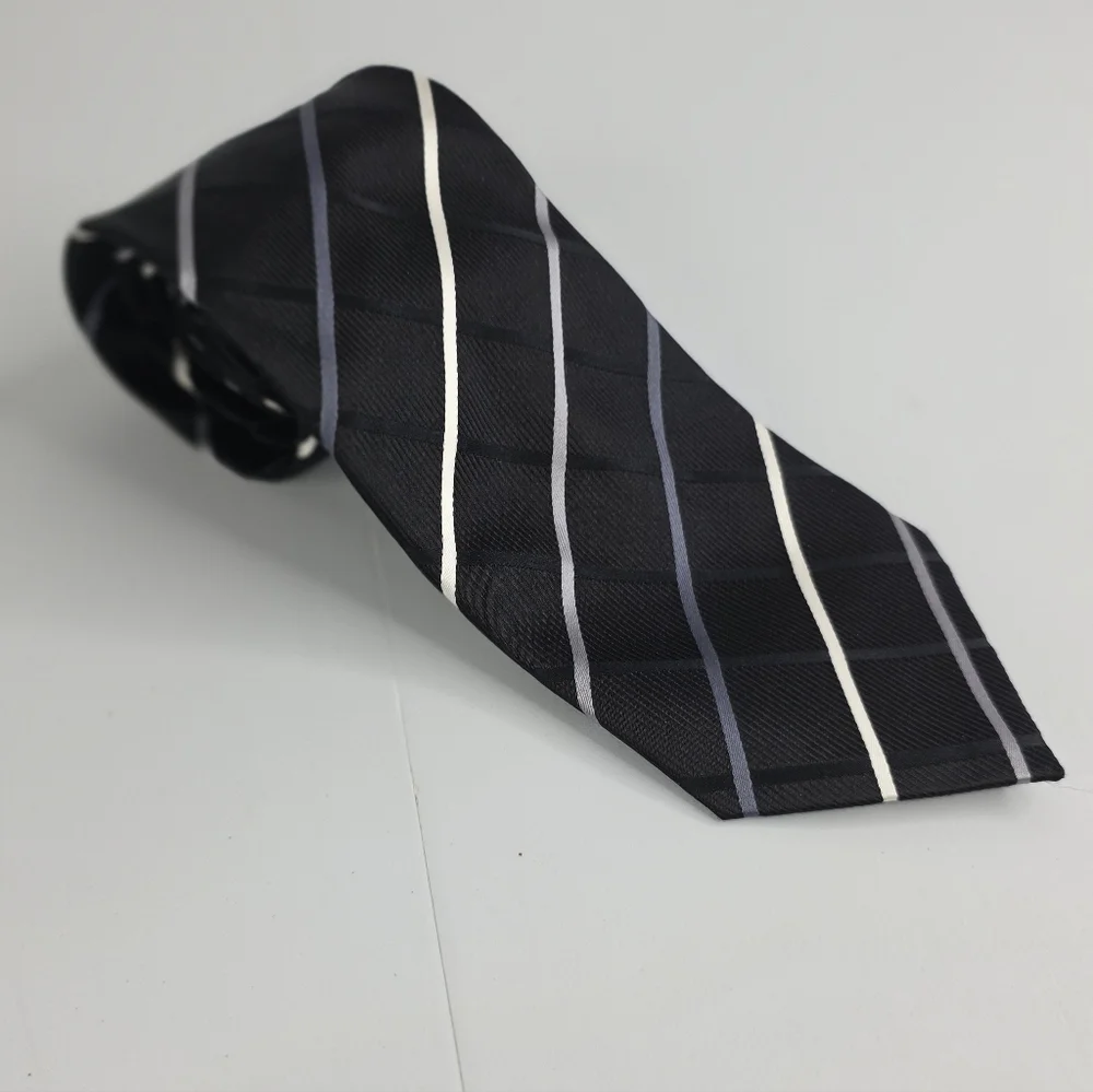 Donald Trump Tie Black With Silver/White Lines 57